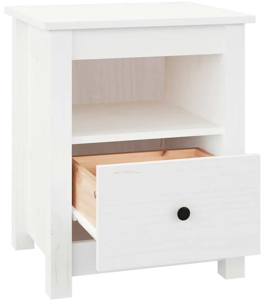 Mesa de cabeceira 40x35x49 cm madeira de pinho maciça branco