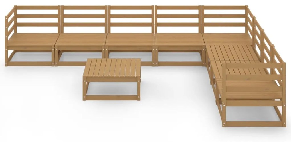 9 pcs conjunto lounge de jardim pinho sólido castanho mel