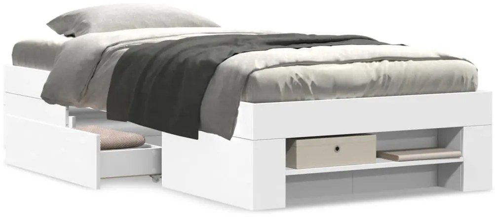Estrutura de cama 90x190 cm derivados de madeira branco