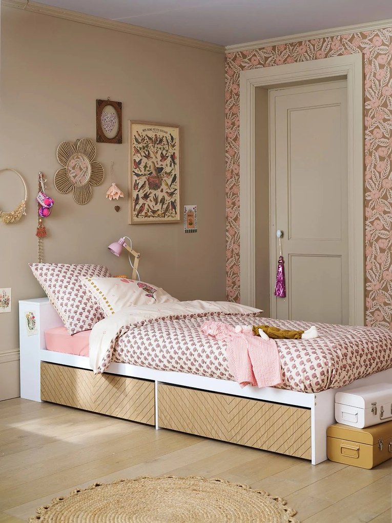 Cama de criança com gavetas + estante branco