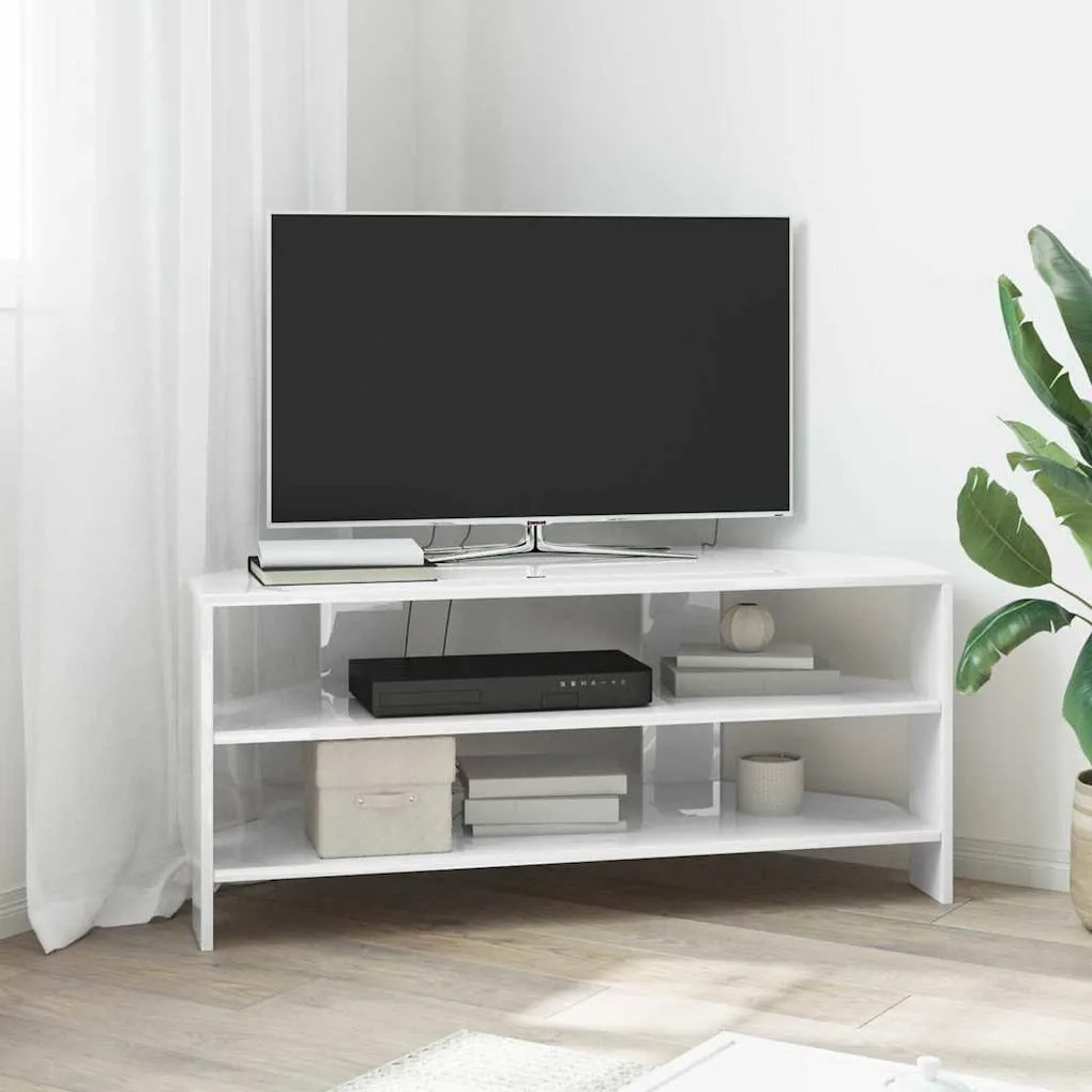 vidaXL ArmáriodeTVdeCanto Branco Alto Brilho 102x40,5x45cm