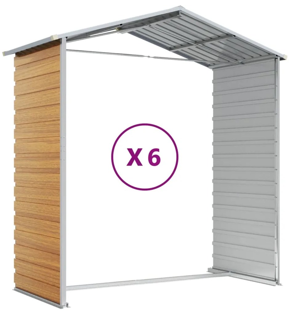 Abrigo de jardim 191x555x198 cm aço galvanizado castanho-claro