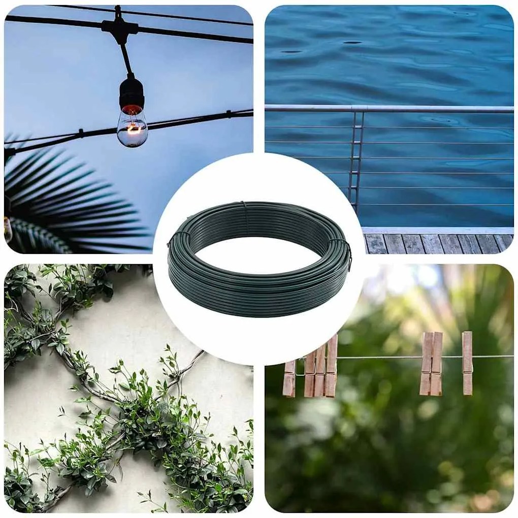 vidaXL Fio de amarração de cerca Verde 80 m PVC