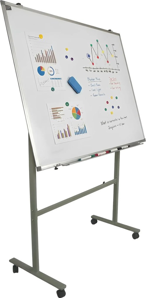 Quadro Branco Cerâmico Riva Office 90x120 cm com Cavalete Móvel e Rodas