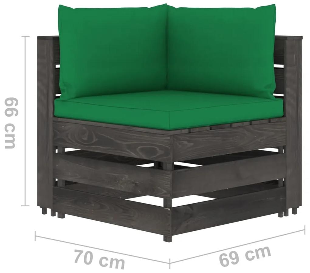 Sofá de canto seccional c/ almofadões madeira impreg. cinzento