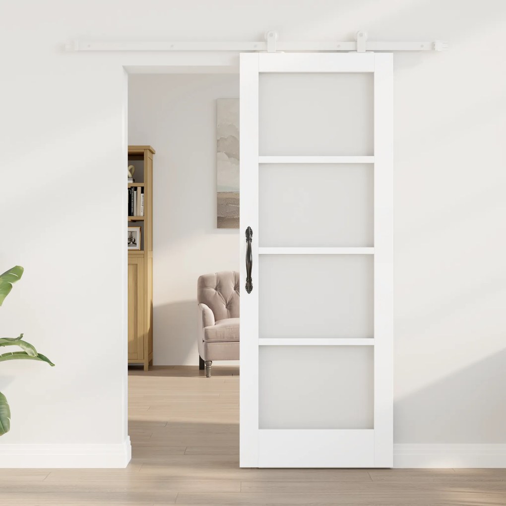 Porta Deslizante vidaXL com Conjunto de Ferragens 'ORKDAL'Branca Madei