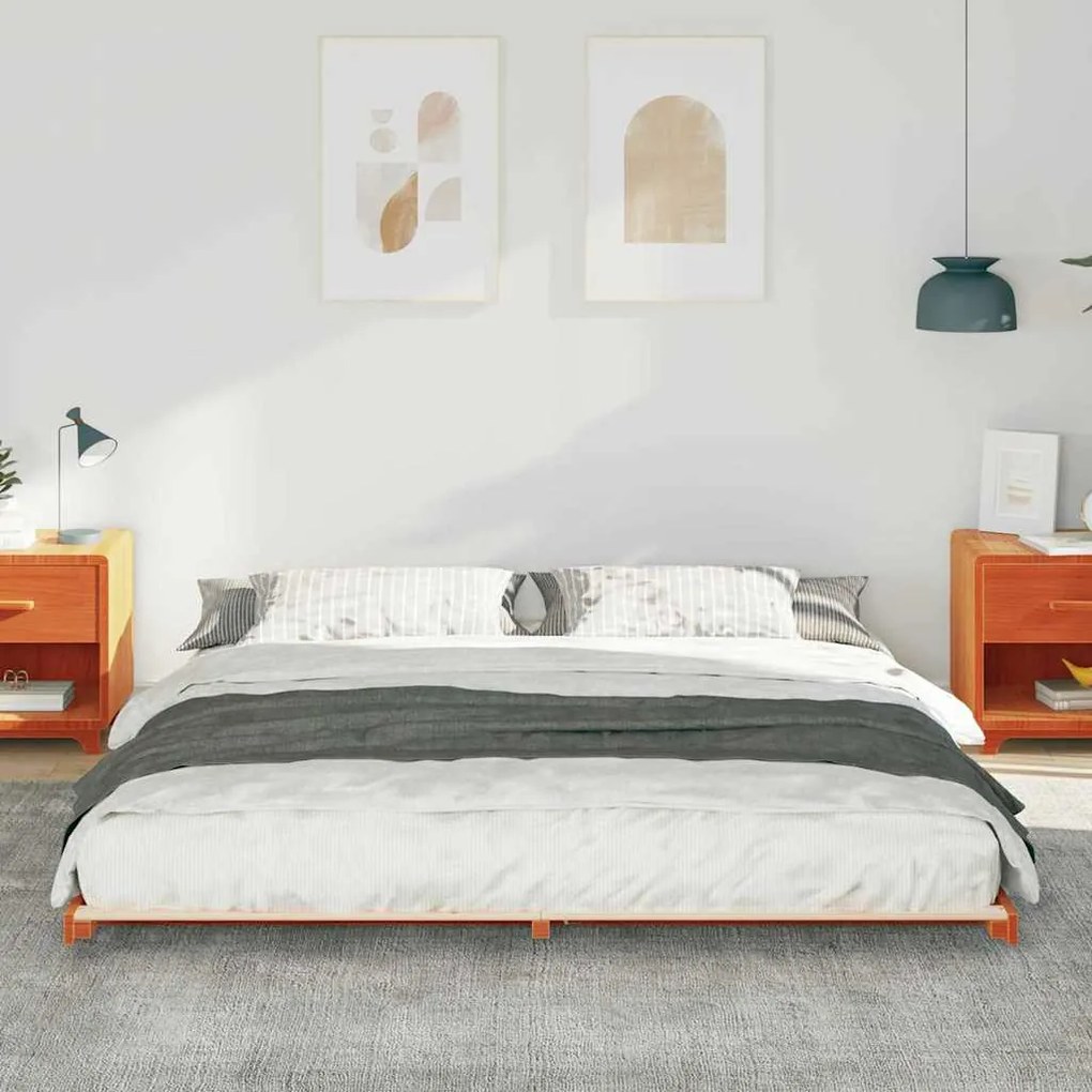Estrutura de cama de chão Castanho-mel 180 x 220 cm