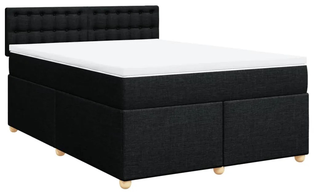 Cama com molas/colchão 160x200 cm tecido preto