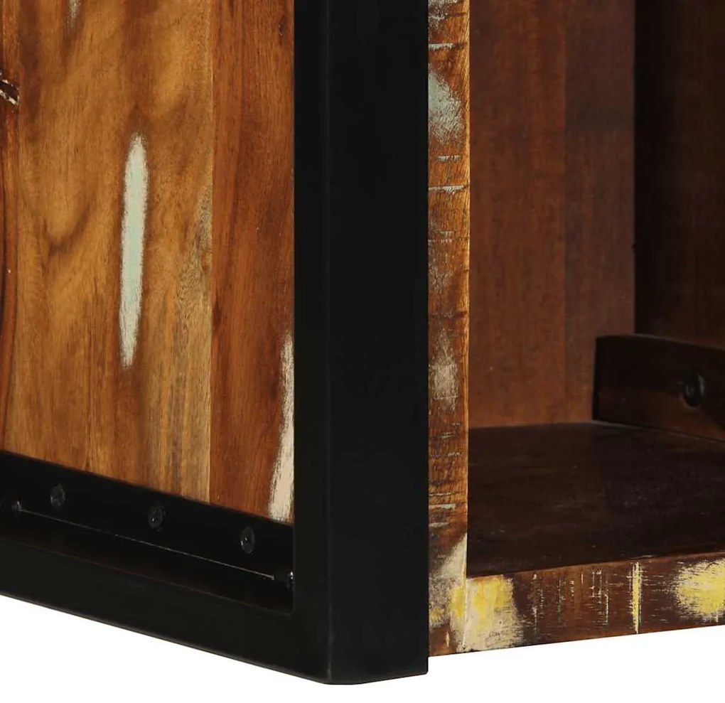 Mesa de cabeceira multicor 40x35x40cm madeira maciça recuperada