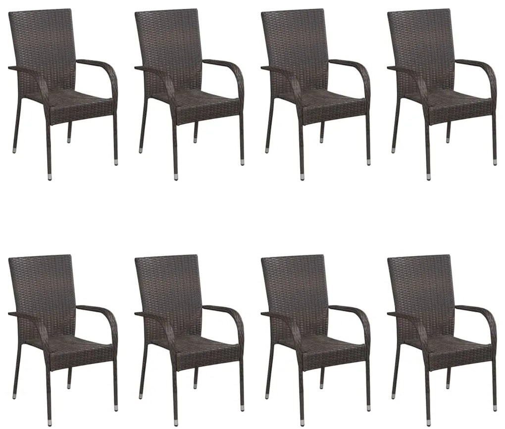 9 pcs conjunto de jantar para jardim vime PE castanho