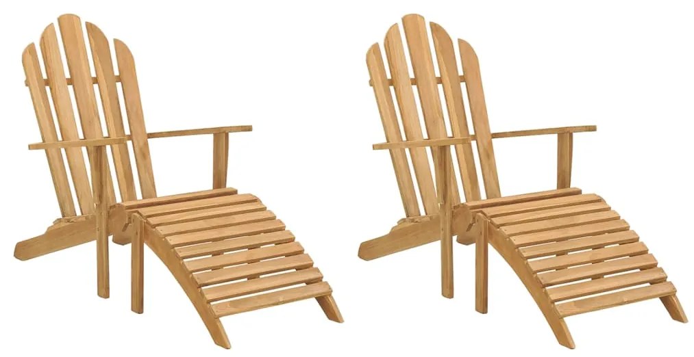 vidaXL Cadeiras Adirondack c/ apoio de pés 2pcs madeira de teca maciça