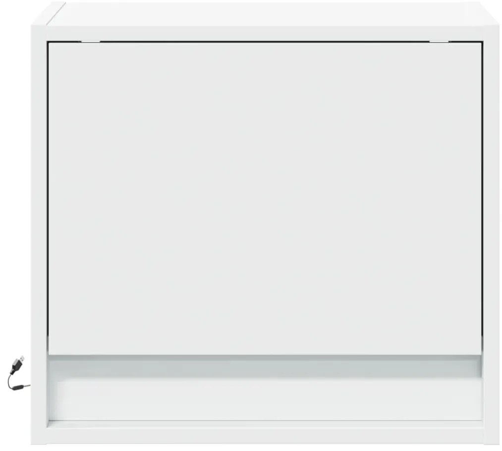 Mesas de cabeceira de parede com luzes LED 2 pcs branco