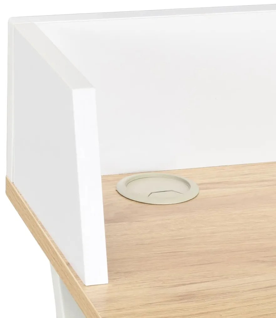 Secretária 80x50x84 cm branco e natural