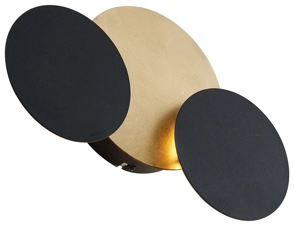 Candeeiro de Parede Moderno Preto com Dourado Incl. LED Regulável em 3 Níveis 3-Luzes - Sunrise 3 Moderno