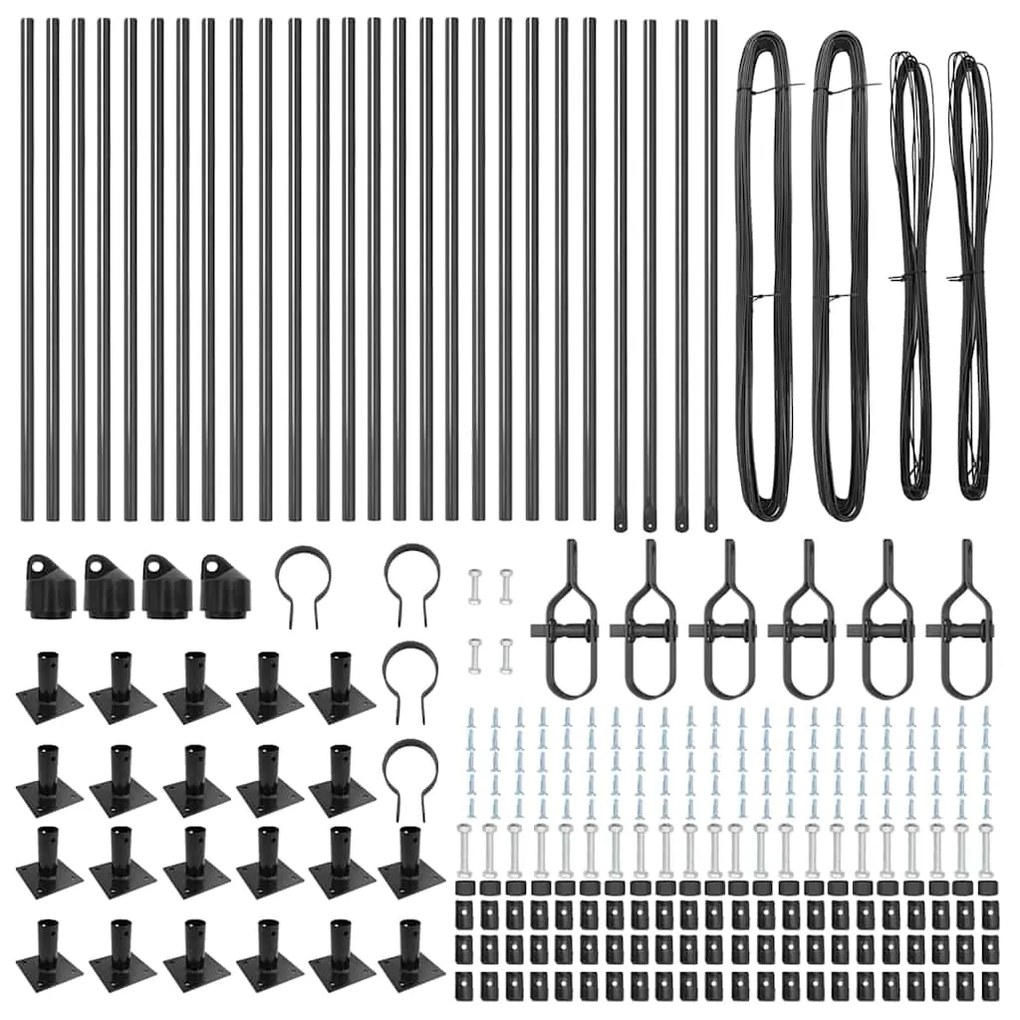 Postes de Cerca com Bases 26 pcs Ø32mm 110cm em Aço Galvanizado