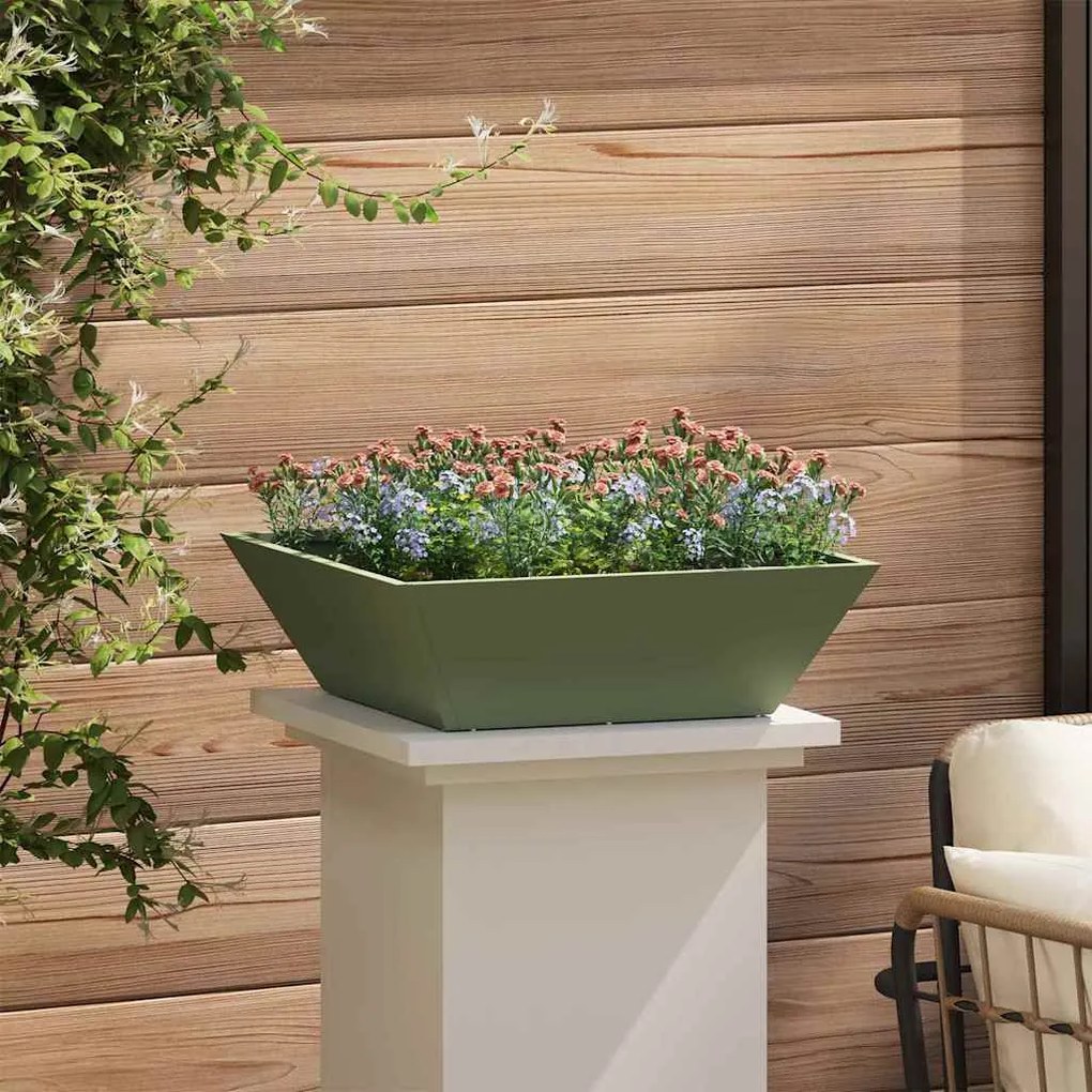 Conjunto de 5 Cachepots de Jardim Verde-Azeitona da , medindo 50x50x15