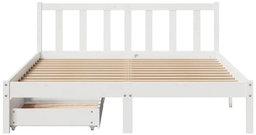 Cama sem colchão 160x200 cm madeira de pinho maciça branco