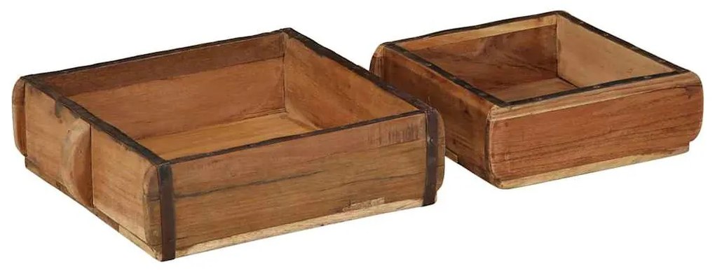 Conjunto de Bandejas de 2 Peças em Madeira Recuprada