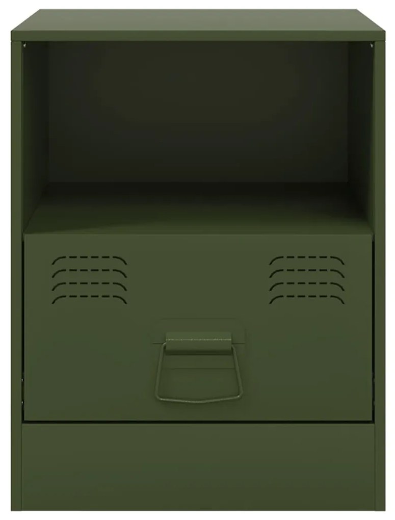 Mesa de cabeceira 34,5x39x44 cm aço verde azeitona