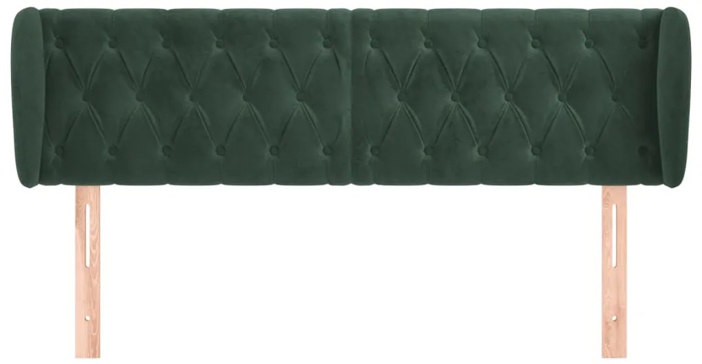 Cabeceira de cama c/ abas veludo 147x23x78/88cm verde-escuro