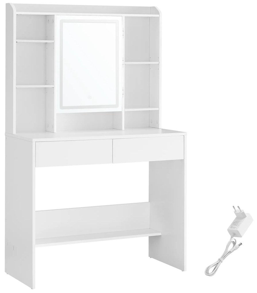 Mesa de penteadeira com iluminação LED ajustável para maquilhagem | VASAGLE | 90 x 40 x 144,7 cm | RDT123T14.
