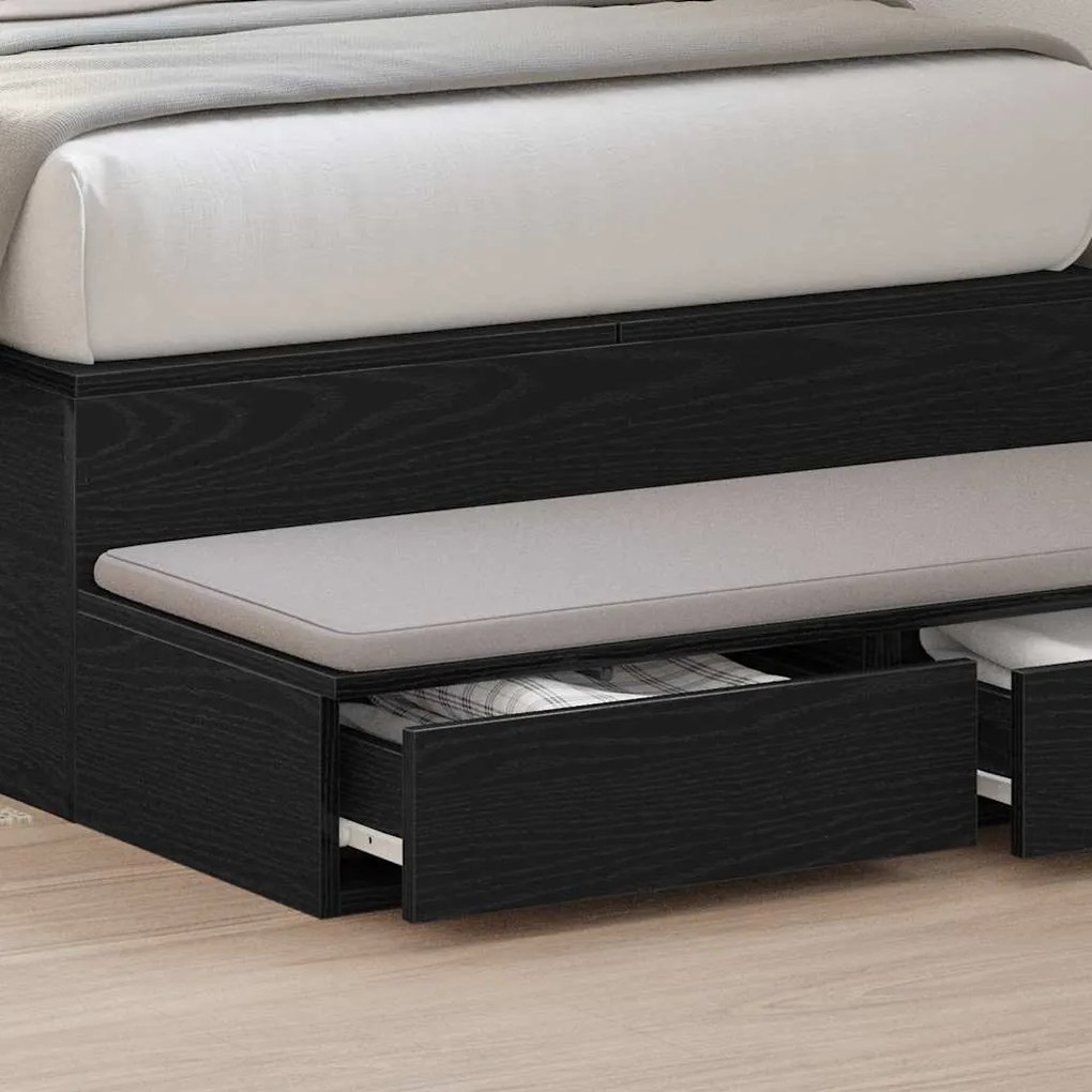 Gavetas de Cama vidaXL Pretas 80x36,5x16,5 cm Madeira Derivada