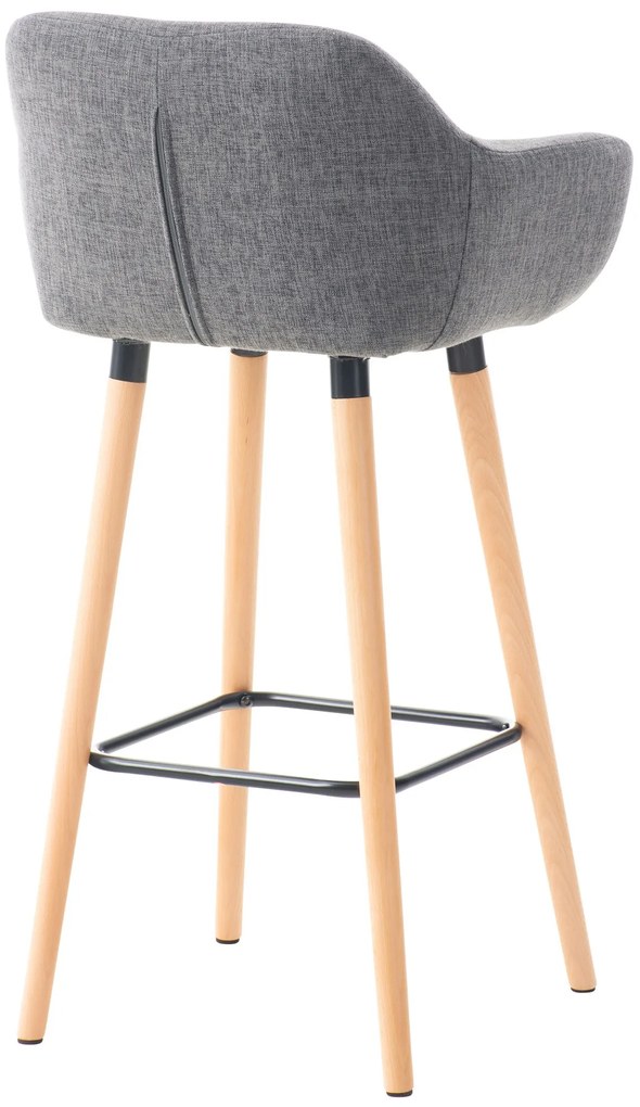 Banco de bar Grant em tecido e com estrutura de Cor Natural 55 x 99 x 46 cm Cinzento