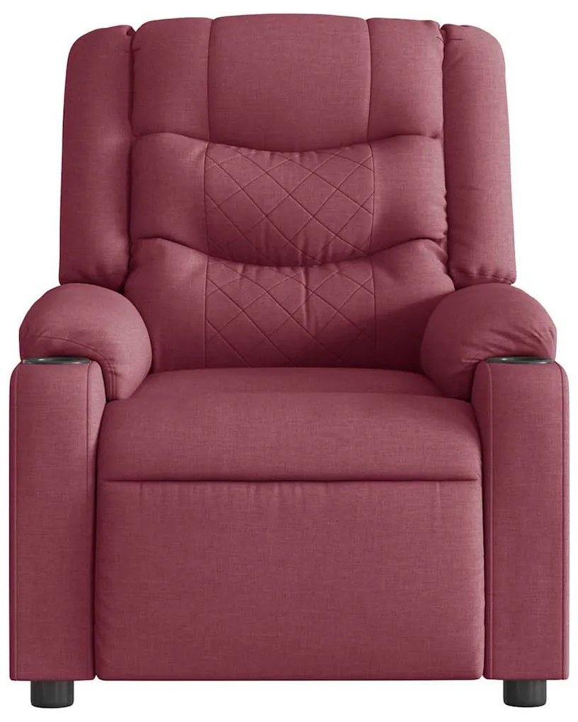 Poltrona reclinável de massagens elétrica tecido vermelho tinto