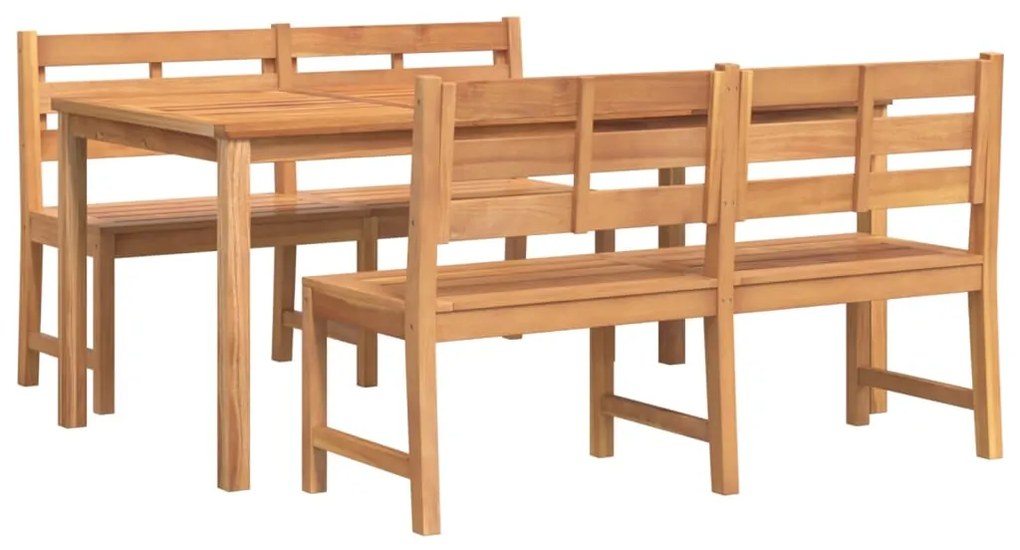 3 pcs conjunto de jantar para jardim madeira de teca maciça