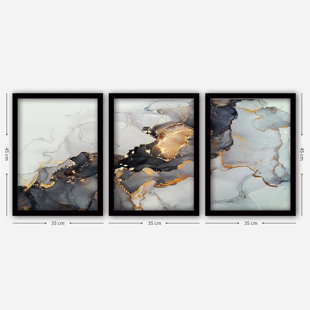 Pintura Decorativa em Moldura 3SC34 – Multicolor – 35 x 45 cm (3 Peças