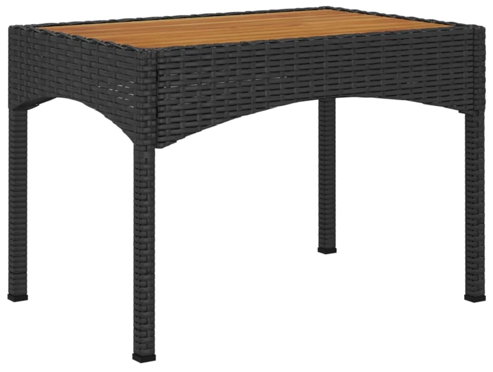 3 pcs conjunto lounge de jardim c/ almofadões vime PE preto