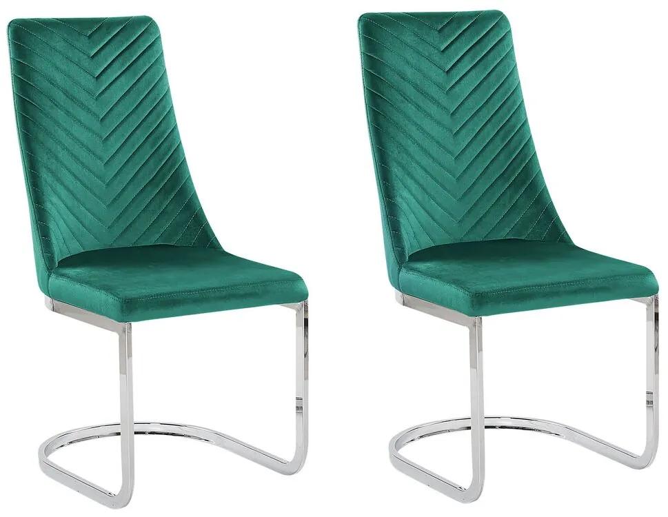 Conjunto de 2 cadeiras em veludo verde ALTOONA Beliani