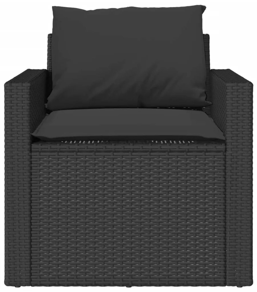 4 pcs conjunto de sofás para jardim c/ almofadões vime PE preto