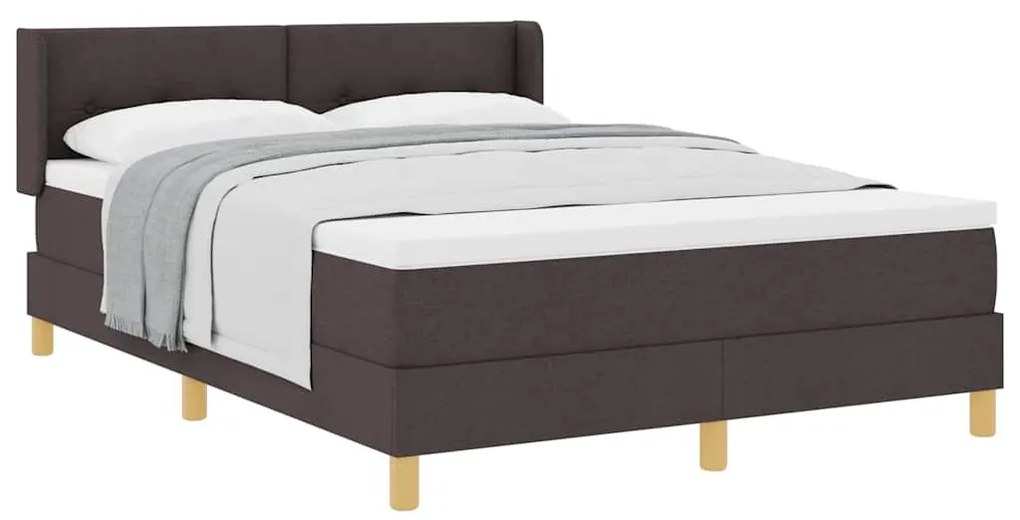 Cama Box com cabeceira Manual Castanho escuro 140 x 200 cm Estofado