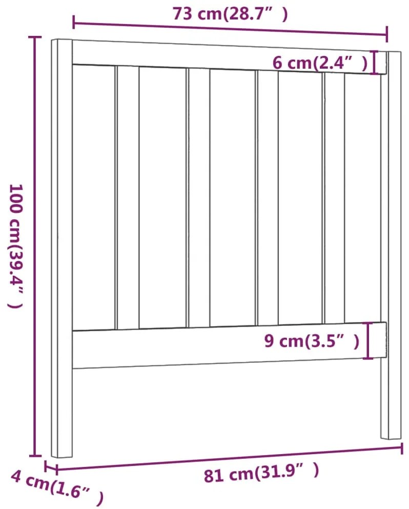Cabeceira de cama 81x4x100 cm pinho maciço