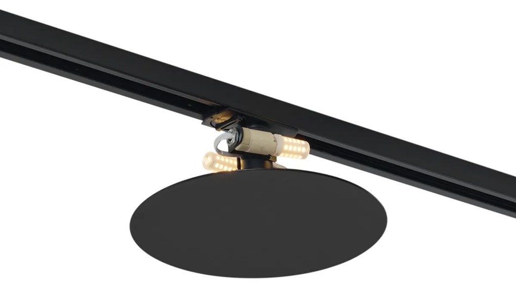 Plafon moderno preto para sistema de calha monofásico 2-luzes - Iconic Pulley Moderno