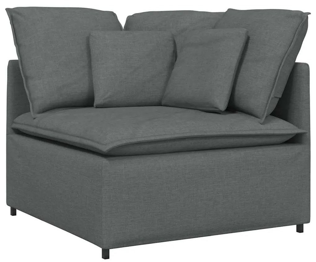 Sofá modular com almofadas tecido cinzento-escuro