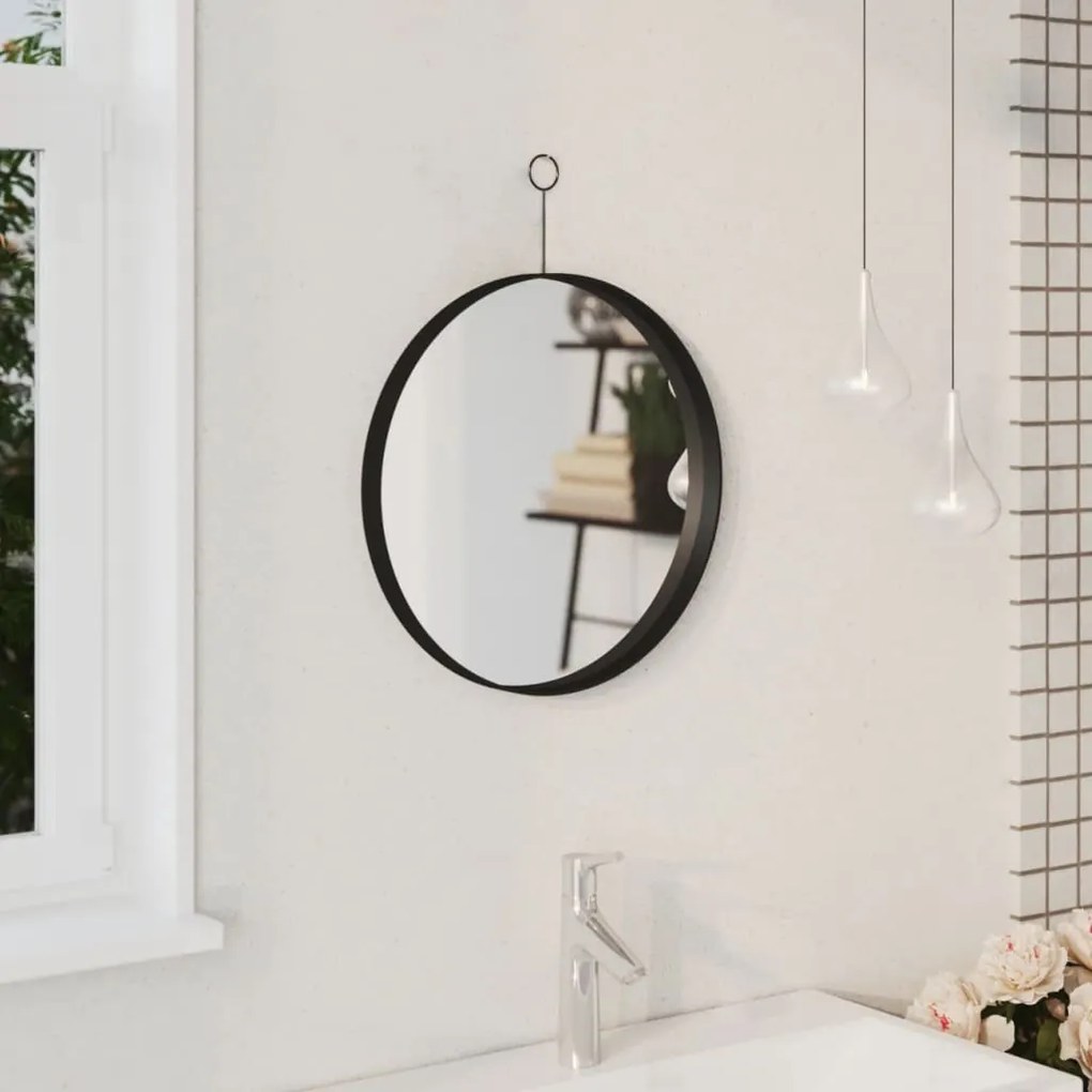 vidaXL Espelho suspenso com gancho 40 cm preto