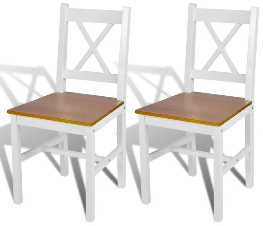 241512 vidaXL Cadeiras de jantar 2 pcs madeira de pinho branco