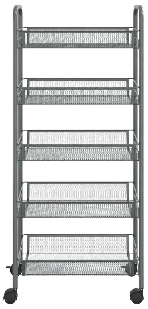 Carrinho de cozinha c/ 5 prateleiras ferro 46x26x105cm cinzento