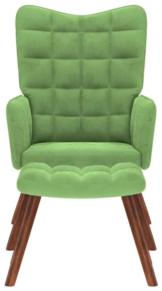 Cadeira de descanso com banco veludo verde-claro
