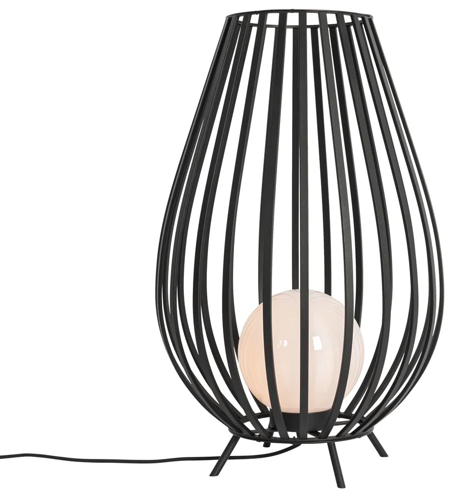 Candeeiro de pé design preto com opalino 70 cm - Angela Design