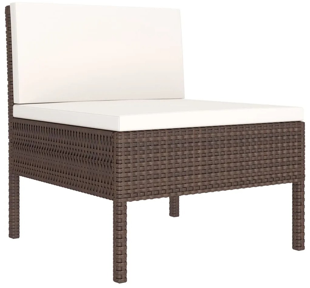 10 pcs conjunto lounge jardim c/ almofadões vime PE castanho