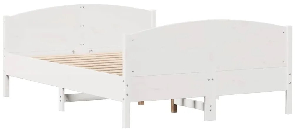 Cama sem colchão 140x200 cm madeira de pinho maciça branco