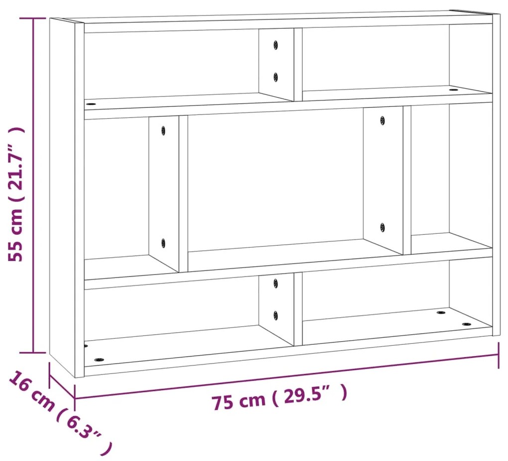 Estante 75x16x55 cm derivados de madeira cinzento sonoma