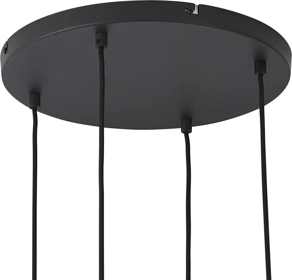 Candeeiro suspenso Art Deco preto com vidro fumado 4 luzes - Wallace