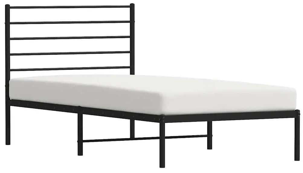 Estrutura de cama com cabeceira 100x190 cm metal preto