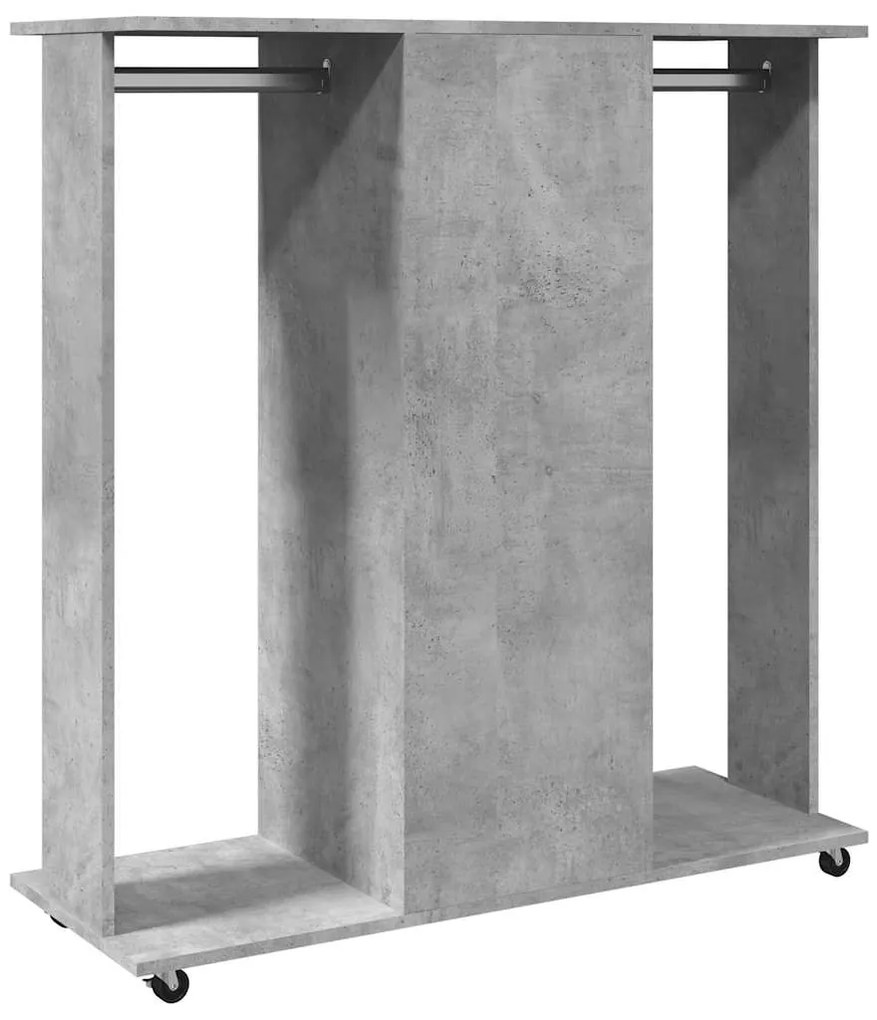 Roupeiro c/ rodas 102x38x110 cm deriv. madeira cinzento cimento
