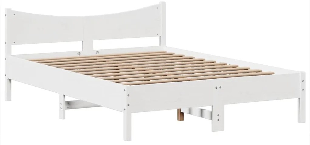 Cama sem colchão 140x190 cm madeira de pinho maciça branco