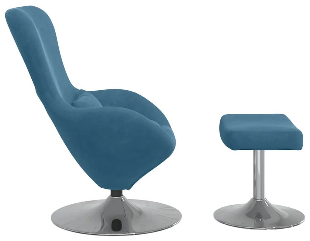 Poltrona Egg vidaXL com apoio para os pés em veludo azul